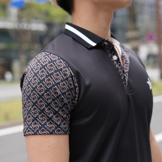 話題の行列 モノグラムポロシャツ ブラック STAR®〈リル one 【公式】Lill | トップス